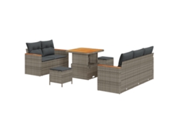 Conjunto 10 Móveis Para Exterior Vidaxl Cinzento Vime Pe (204 X 179 X 85 Cm)