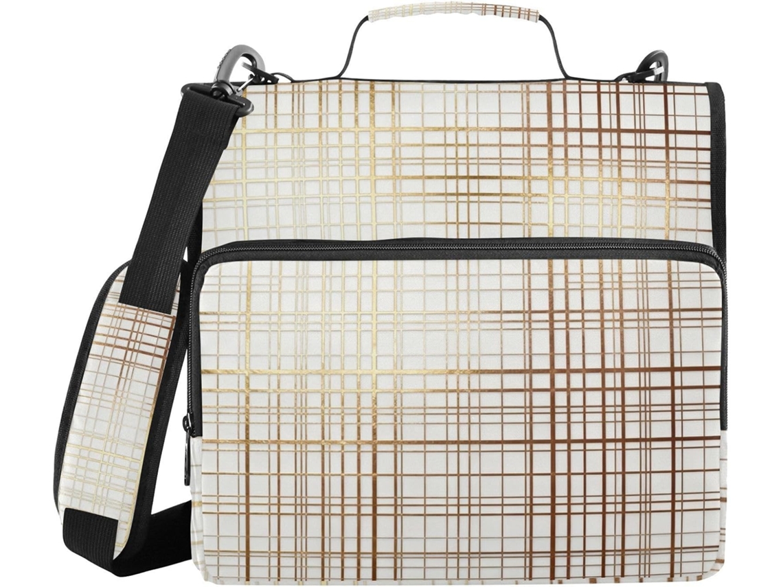 Pasta De 3 Argolas 1, 5 Polegadas Com Fecho De Zíper, Alça Com Vários Bolsos, Ideal Uso Escolar, Bolsa Portátil