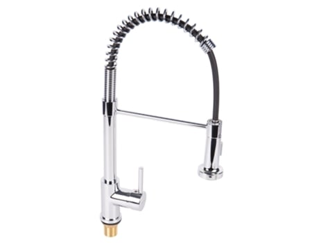Cofan Torneira Misturadora De Cozinha Monocomando Com Pulverizador Corpo Em Latão 2 Modos De Pulverização Acabamento Cromado Ø5 X 48 X 22 Cm Latón
