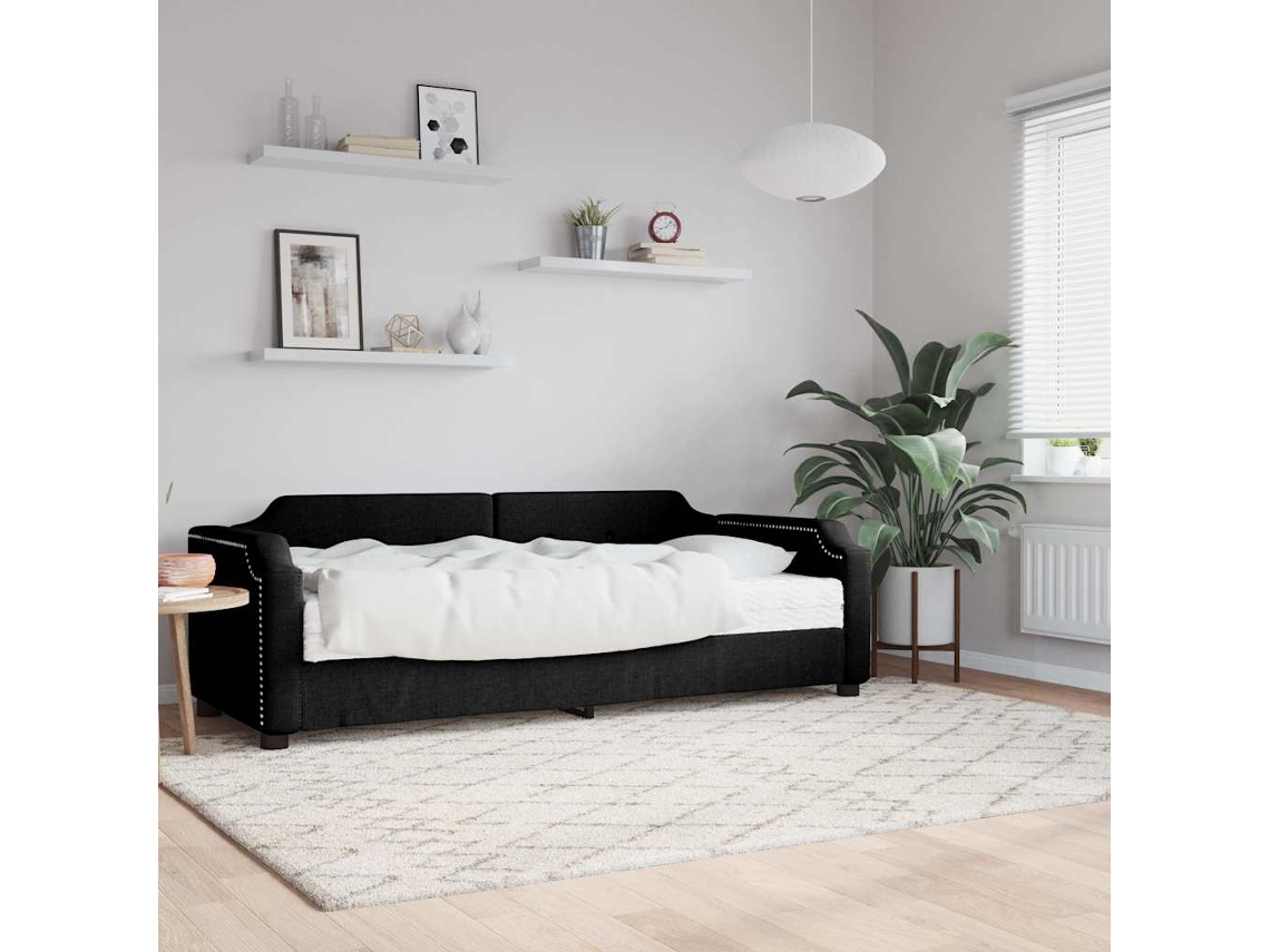 Vidaxl Sofá-cama Com Colchão 80x200 Cm Tecido Preto