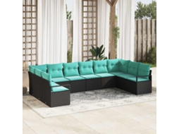 Vidaxl Conjunto De Sofás 10 Unid. Preto Vime Pe