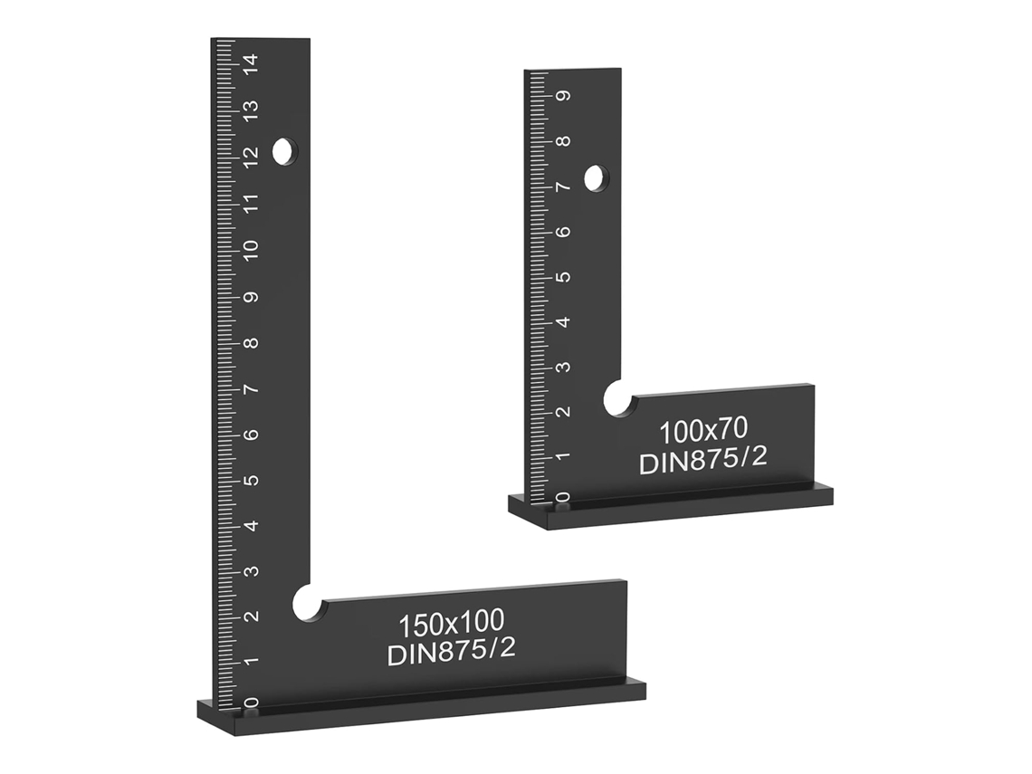 Conjunto De 2 Réguas Angulares Com Base Estável Para Maior Precisão E Controle Nas Medições, Esquadro De Precisão