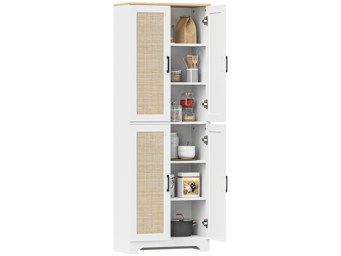 Armário de Cozinha com Prateleiras Ajustáveis e Vime 60x30x170cm S/MARCA