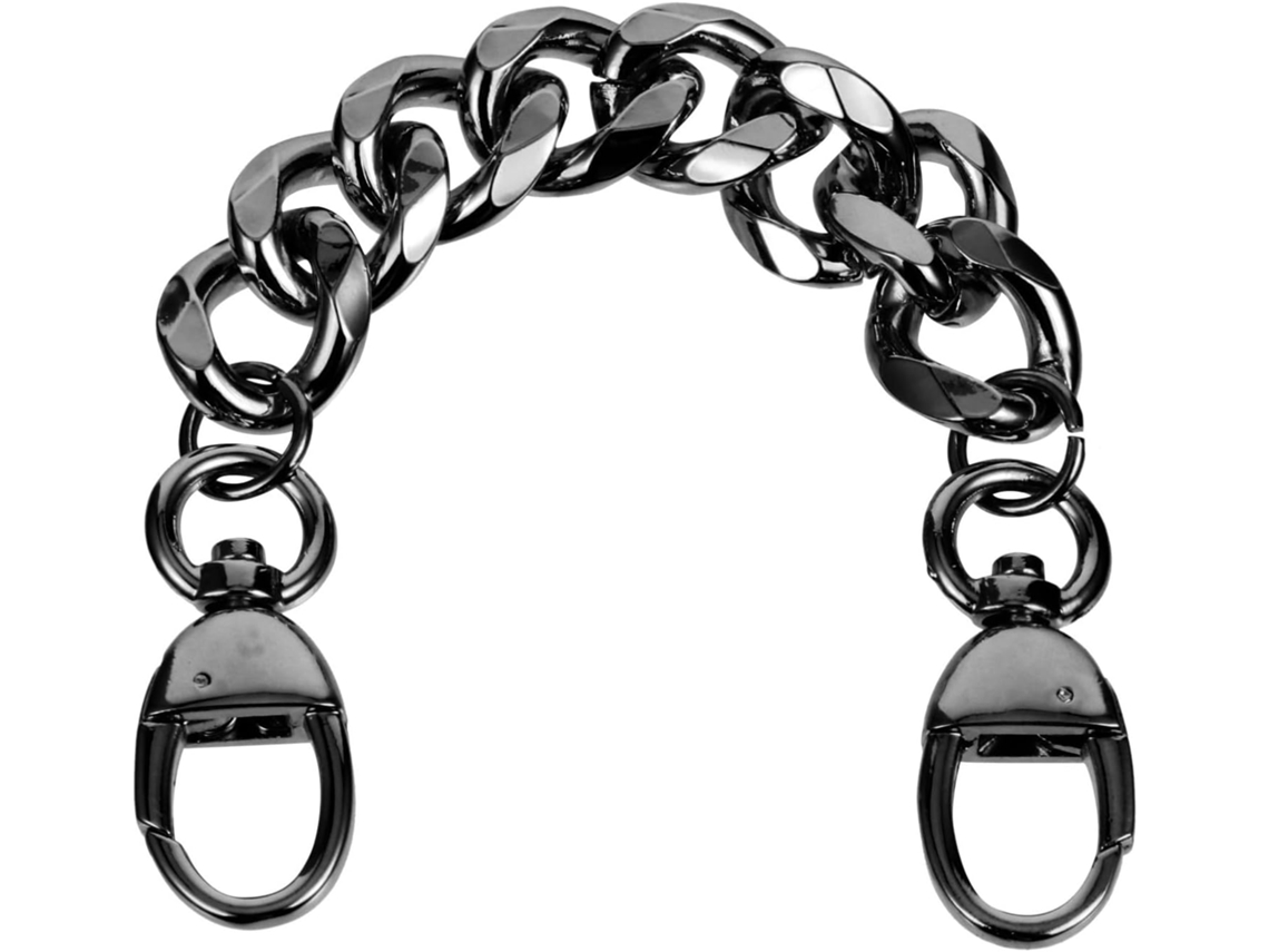 Corrente De Metal Preta Para Bolsa Feminina, Com 2 Argolas.