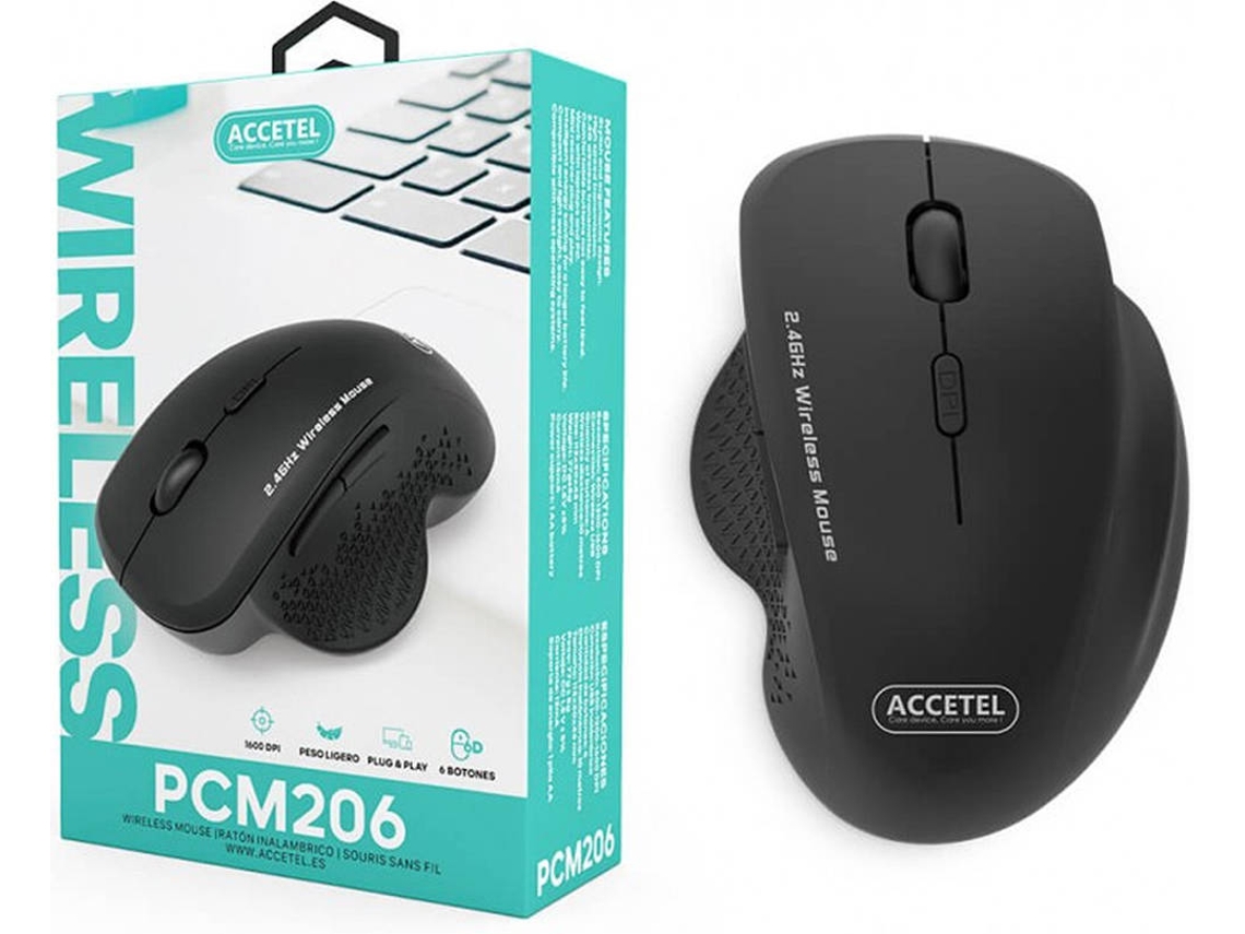 Rato ACCETEL PCM206 (Wireless - Preto)