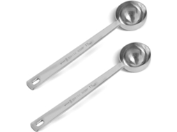 Conjunto De 2 Colheres Medidoras Café Em Aço Inoxidável, Com Capacidade Para 1 Colher Sopa E Cabo Longo.