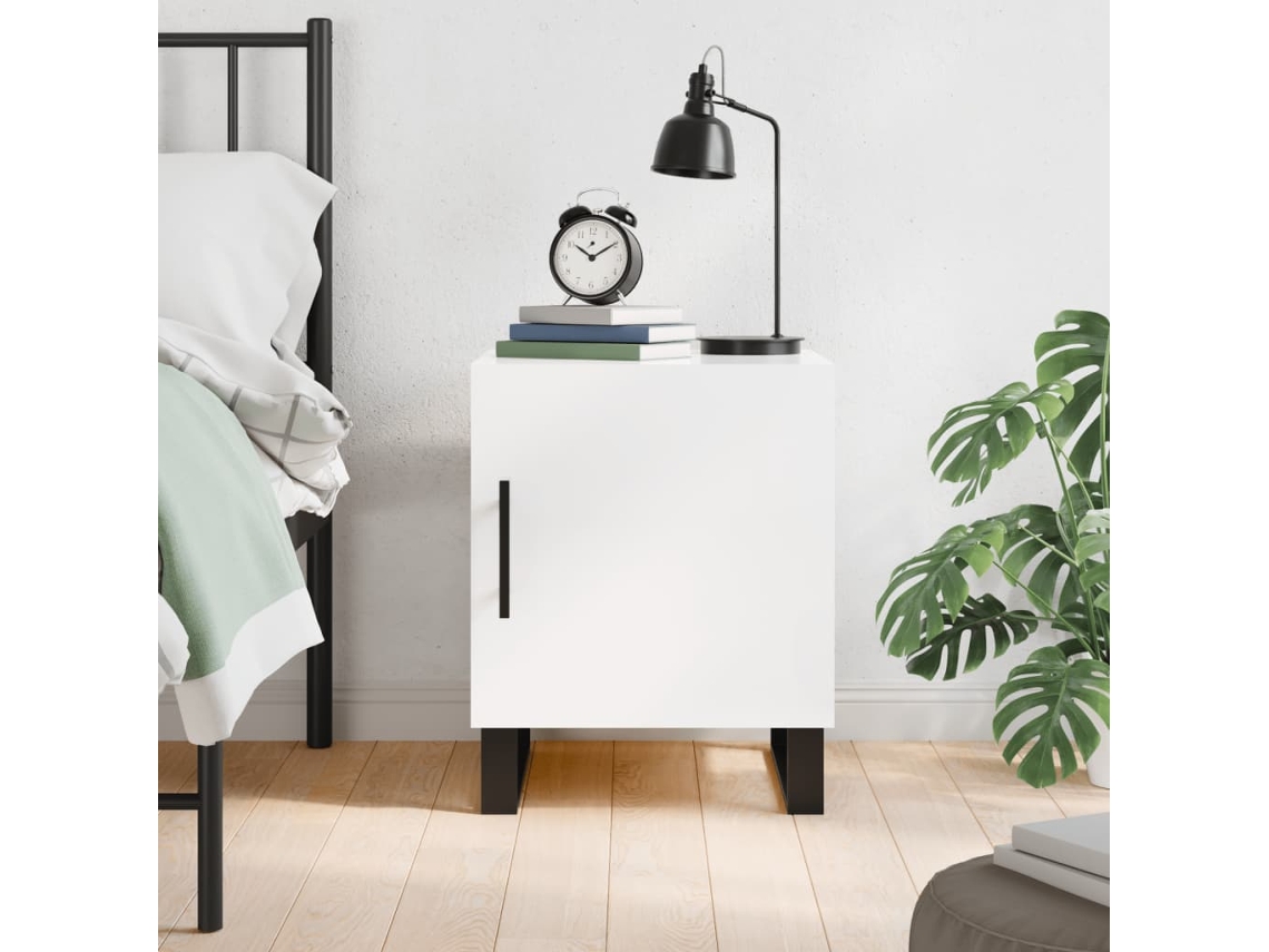 Vidaxl Mesa De Cabeceira 40x40x50cm Derivados Madeira Branco Brilhante