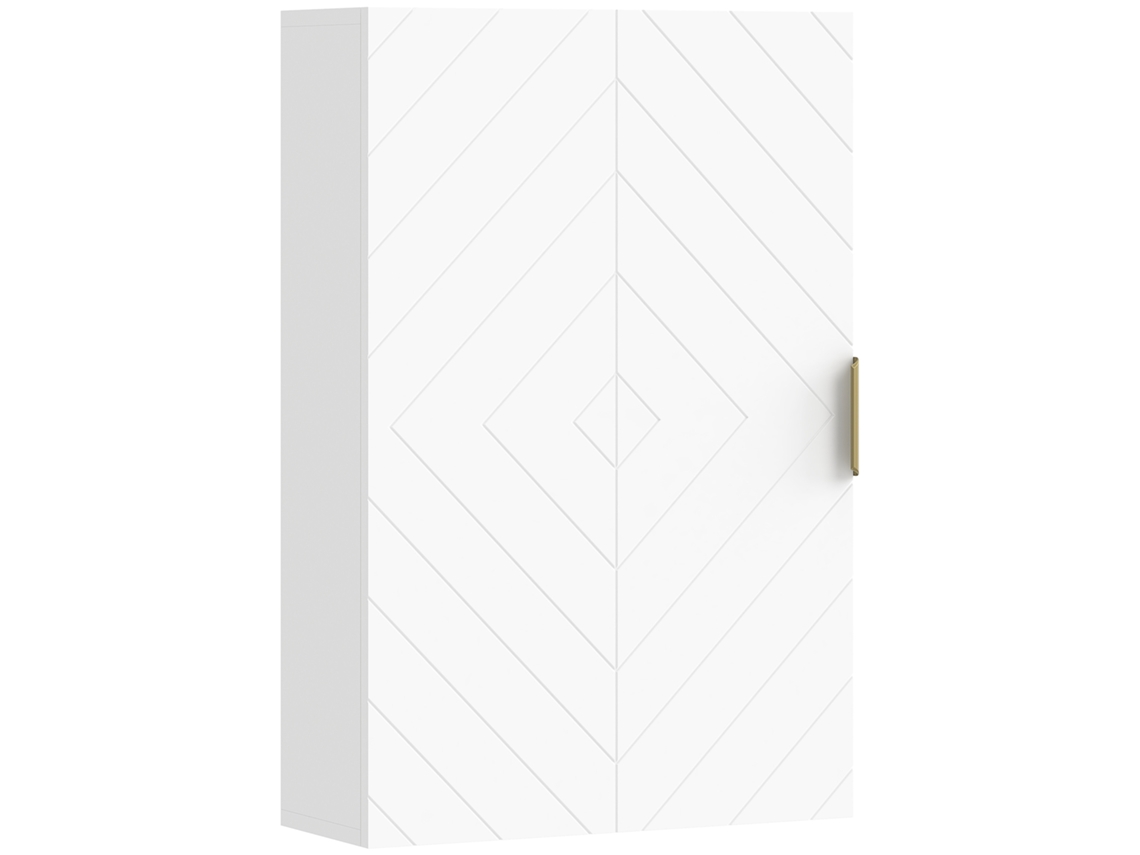 Gabinete Banheiro De Parede Moderno Com 1 Puxador De Aço E Prateleiras Ajustáveis 40x15x60 Cm Branco
