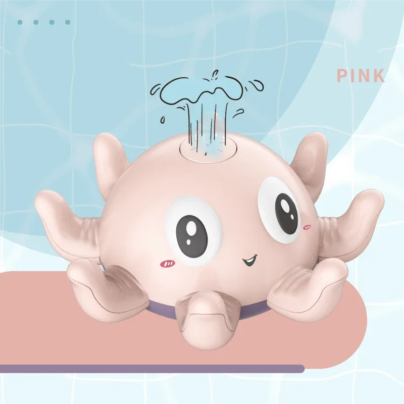 Brinquedo de Banho para Bebê, Brinquedo para Chuveiro com Jato de Água MDUG (polvo Rosa)