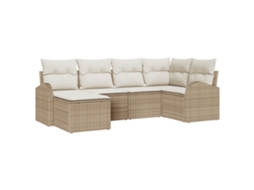 Conjunto 6 Móveis Para Exterior Vidaxl Bege Vime Pe (55 X 55 X 37 Cm)