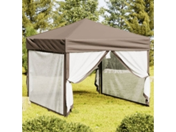 Vidaxl Tenda Festas Dobrável Paredes Laterais 3x3 M Cinza-acastanhado