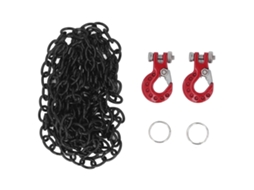 Mali conjunto de Gancho de Arrasto e Corrente para Carro Rc Decoração Acessório Aprimorado Compatível com Scx10 D90 1/10 Crawler Vermelho