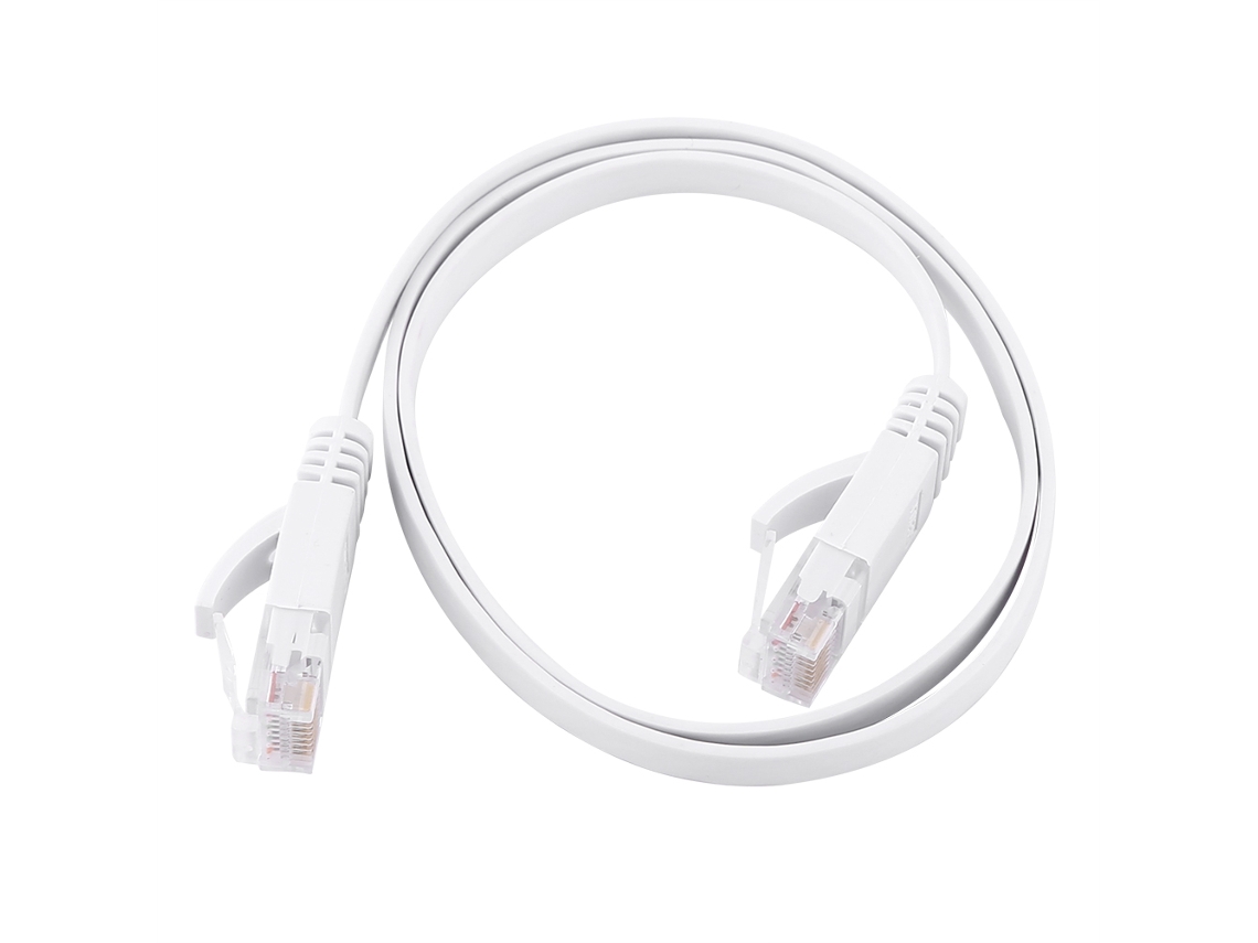 Cabo De Parche De Rede Lan Ethernet Plano Utp Cat6 Rj45 1000m 0,5m Branco