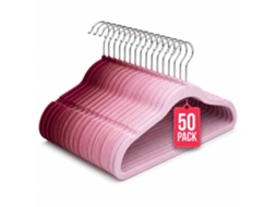 Cabides de Veludo Antiderrapantes Pack 50 Tons Rosa com gancho 360° COM-FORT HOUSE