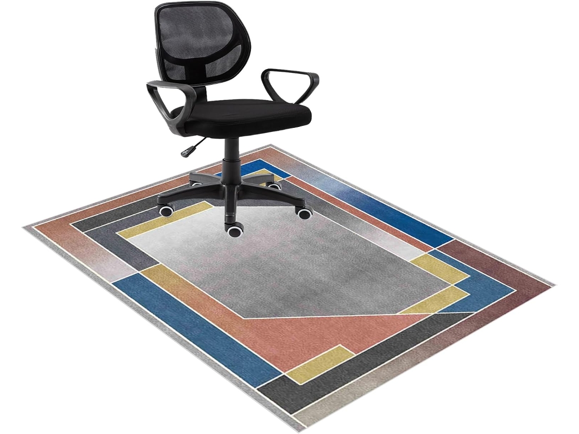 Tapete Escritório Cadeira Protetor Piso Antiderrapante 70 X 100 Cm Madeira Parquet Laminado Azulejo Az...