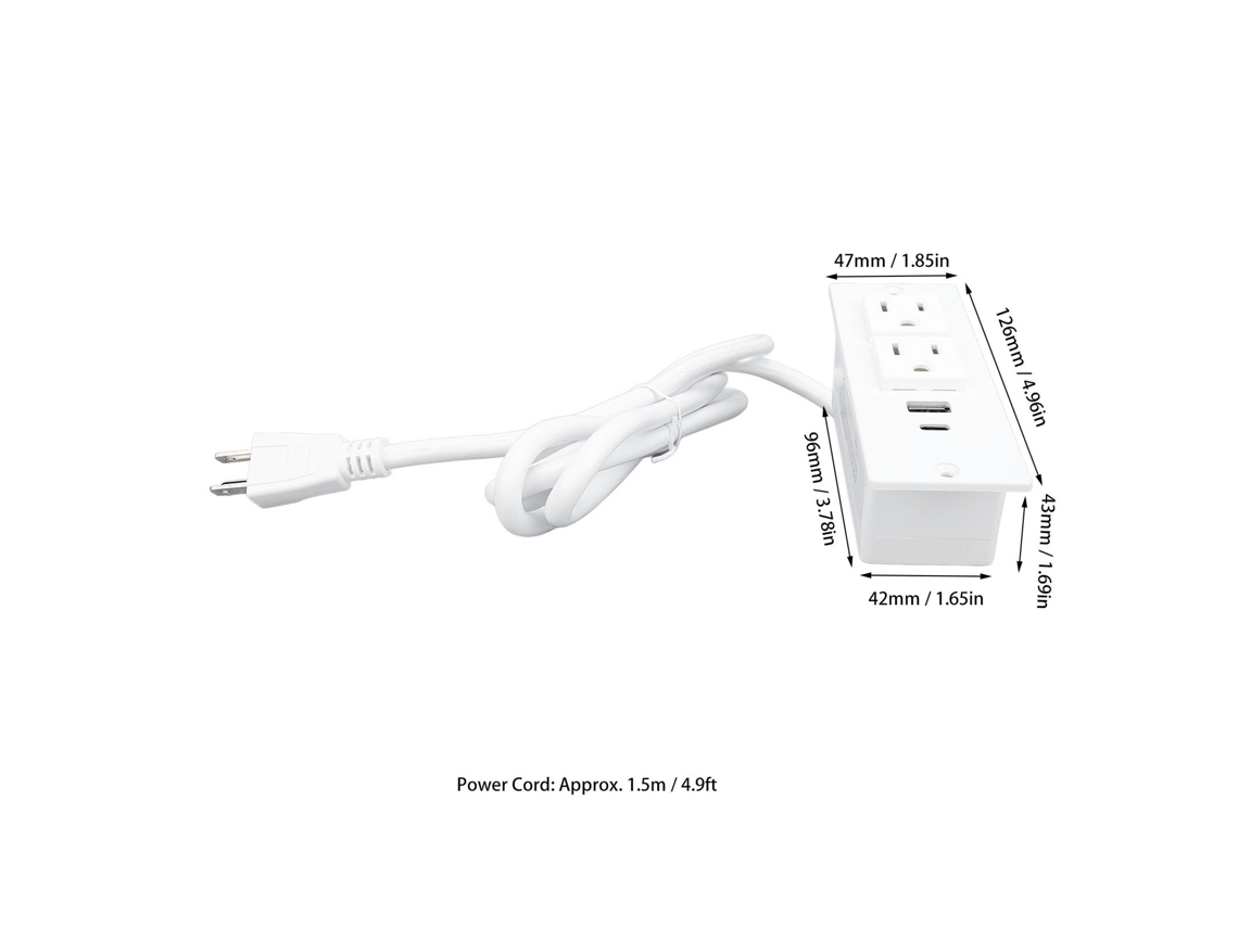 Laxiscreed Tabuleiro De Extensão Com Carregamento Rápido De 20w E 2 Portas Usb
