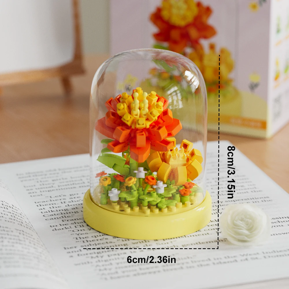 Faça Você Mesmo Um Buquê Preservado Em Vaso Com Plantas Em Miniatura E Um Modelo De Bloco De Montar.