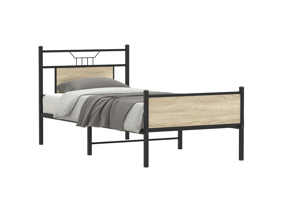 Vidaxl Estrutura Cama S/ Colchão Derivados De Madeira Carvalho Sonoma