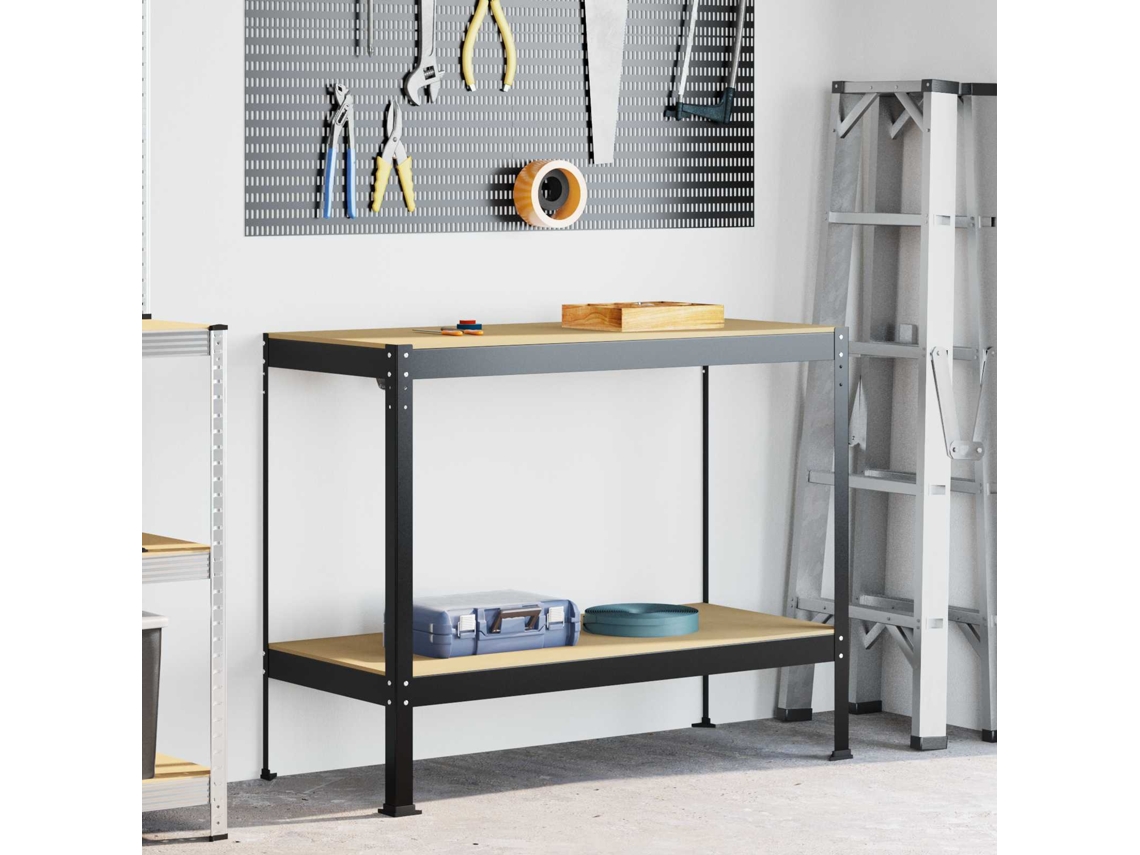Vidaxl Bancada Preto 115 X 55 X 91 Cm Madeira Revestida E Metal