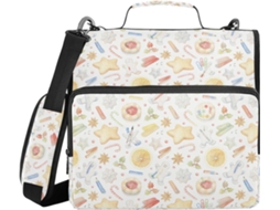 Pasta com fecho de zíper, alça de ombro, diversos bolsos de 3,8 cm, bolsa organizadora com 3 argolas, pasta para arquivos