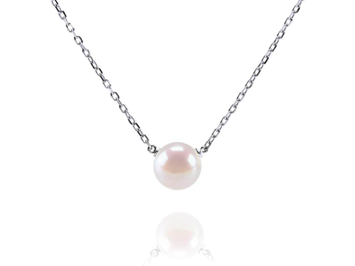 Colar Com Pendente De Pérola Única Cultivada Em Água Doce Selecionada À Mão Gusshious | Colar De Ouro Para Mulher - Ouro Branco