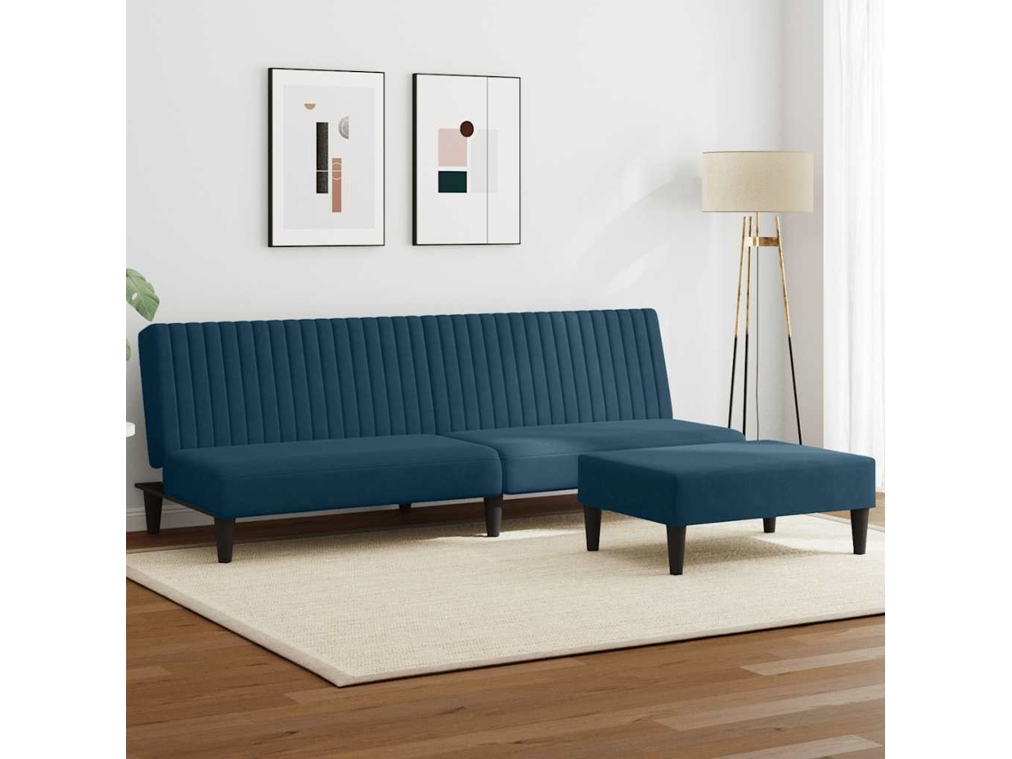 2 Pcs Conjunto de Sofá de Relaxamento - Sofás Veludo Azul HARLANV1