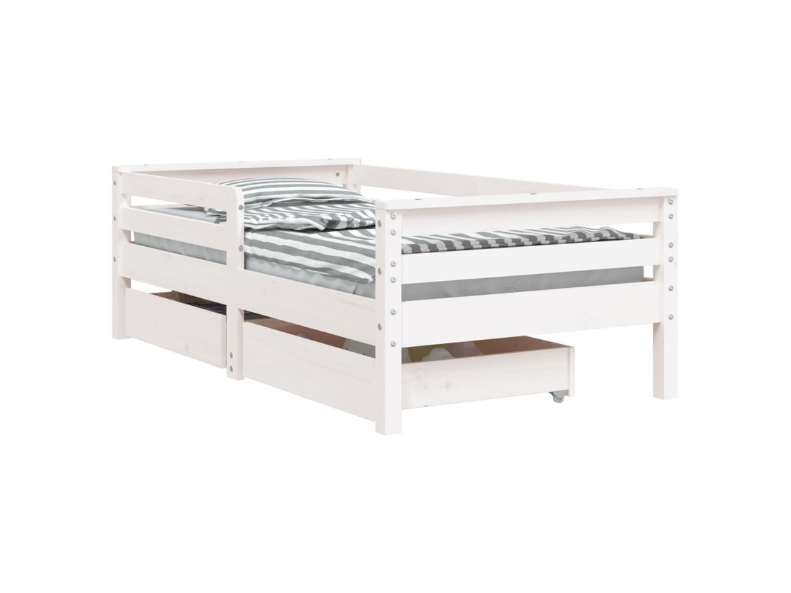 Kids Bed Frame, Kids Bed Frames Vidaxl Branco Madeira De Pinho (70 X 140 Cm)
