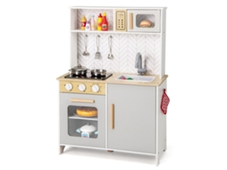 Cozinha Infantil De Madeira Com Micro-ondas E Fogão E Pia E Forno Cozinha Infantil Cozinha Branca
