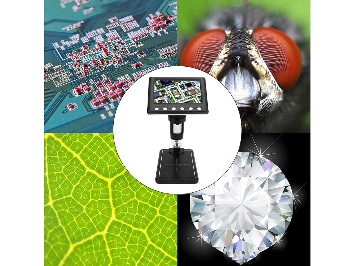Microscópio Digital De 4,3 Polegadas Com Tela Colorida, Microscópio Eletrônico Hd 1000x Para Inspeção De Reparos E Exploração Científica Brilvibera