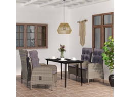 Vidaxl 5 Pcs Conjunto De Jantar Jardim Com Almofadões Cinzento/preto