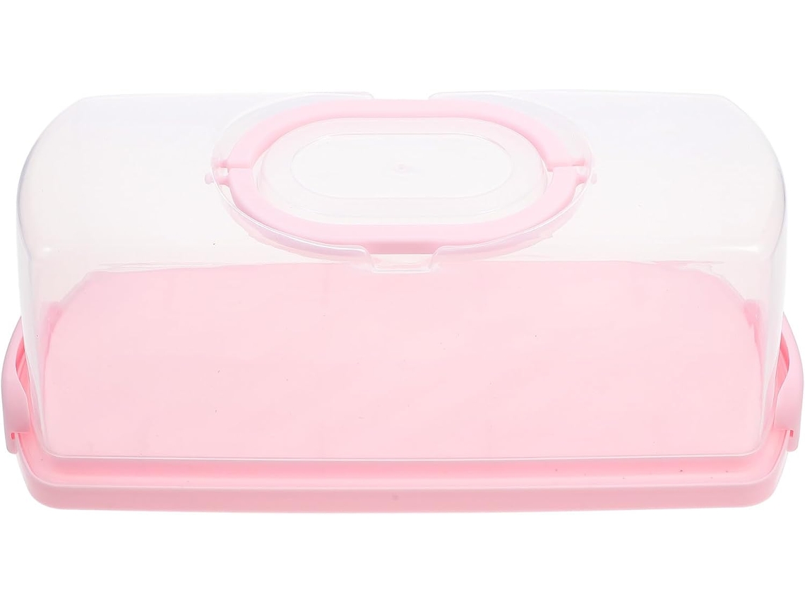 Marmita Bento Reutilizável Rosa, Caixa Retangular Para Torradas E Doces, Design Transparente E Portátil Com Tampa