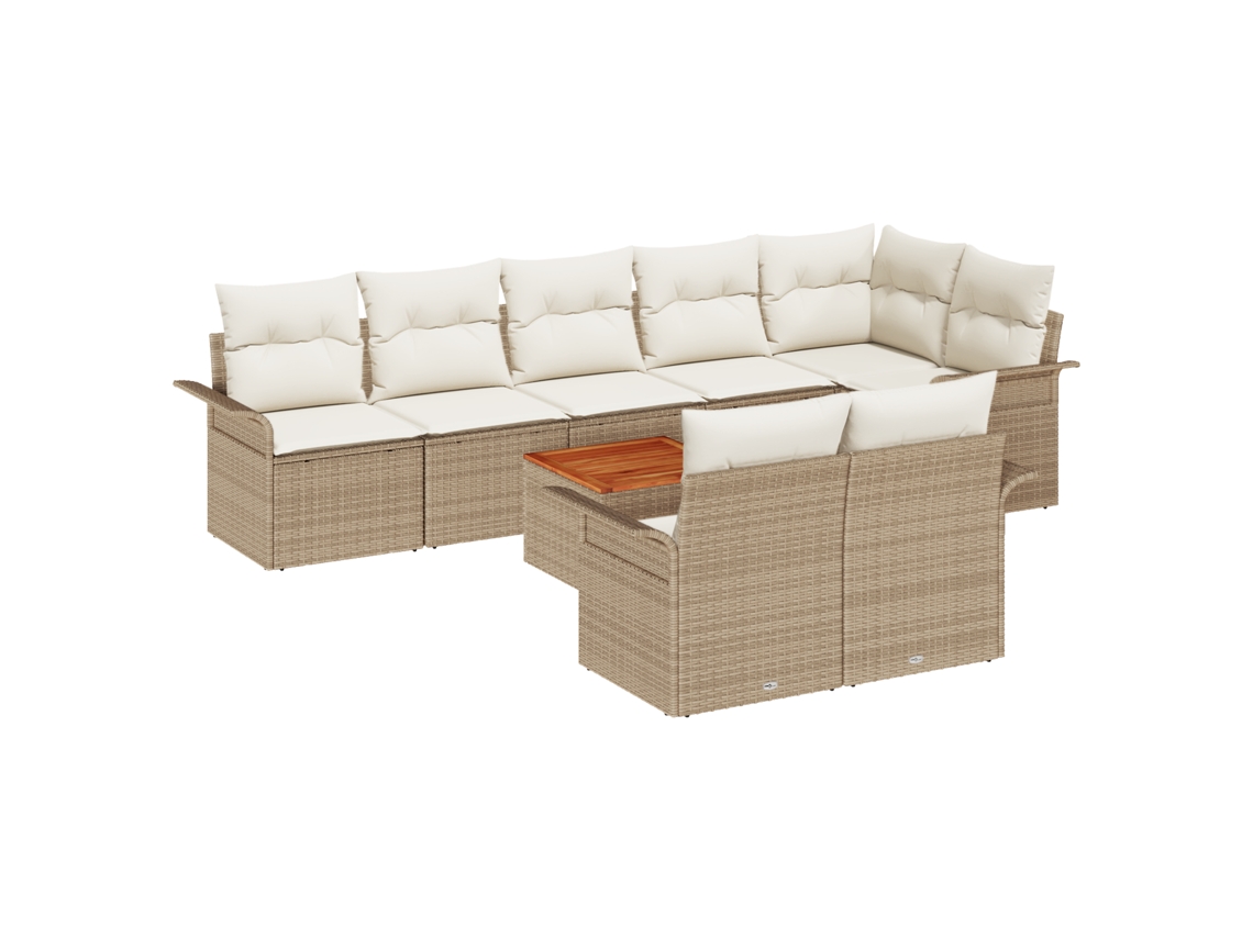 Conjunto 9 De Sofá De Jardim Vidaxl Com Almofadas Bege  Bege Vime