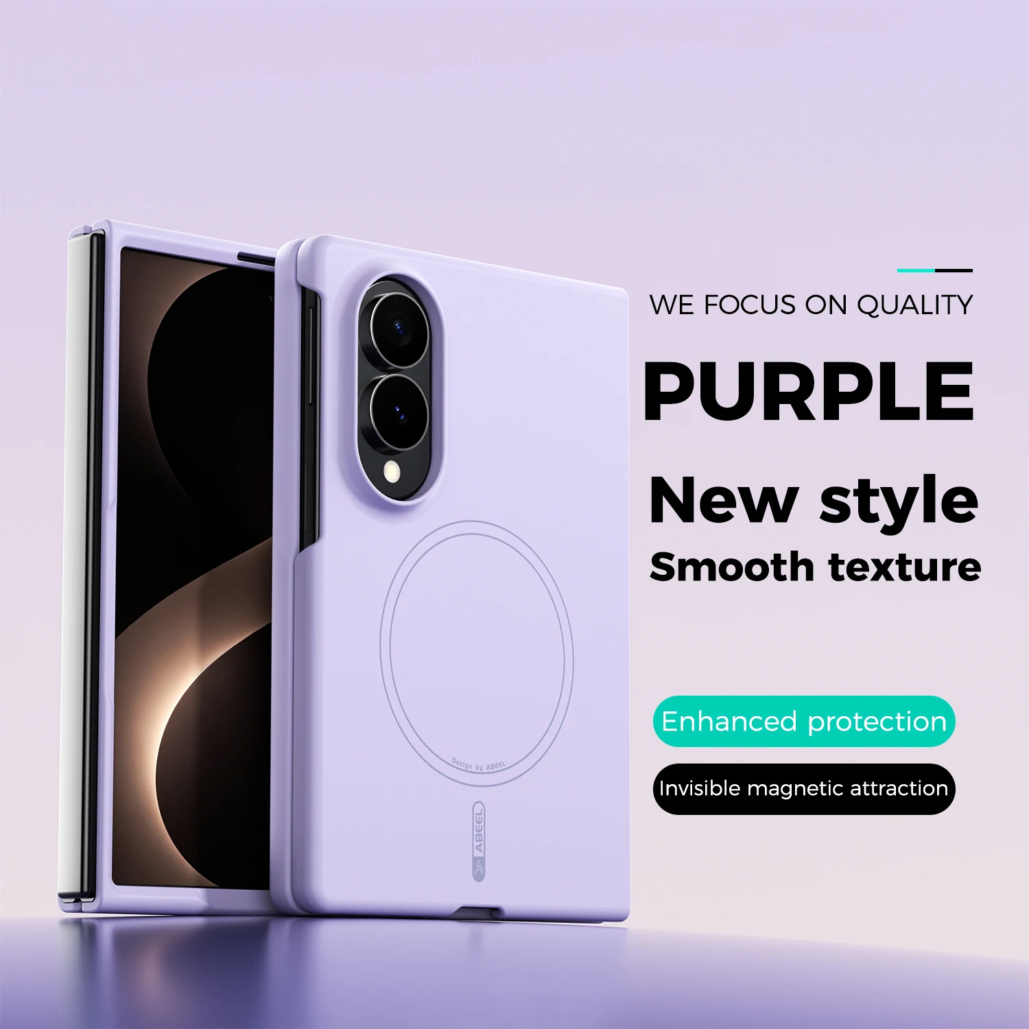 (purple Fold7) Capa Protetora Magnética Líquida, Feita De Silicone, Resistente A Impactos.