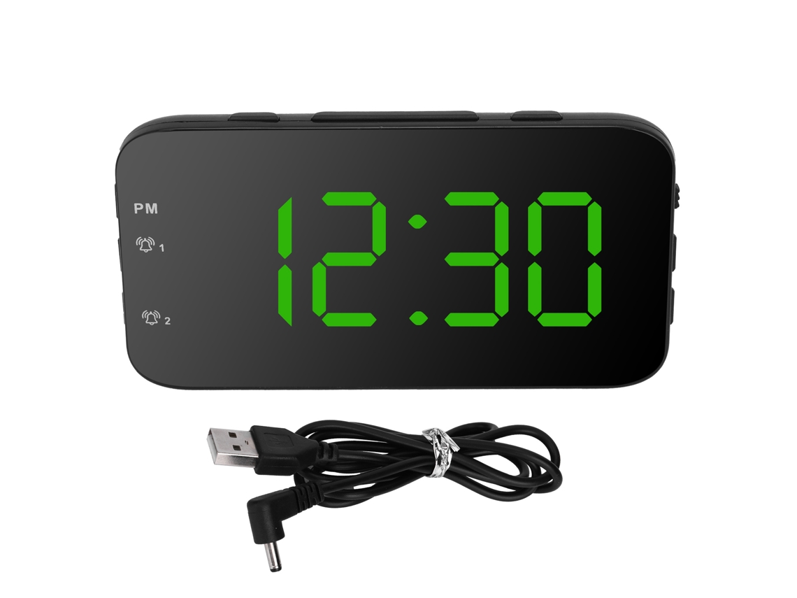 Relógio Despertador Digital LED Portátil com Snooze, Verde | S/MARCA