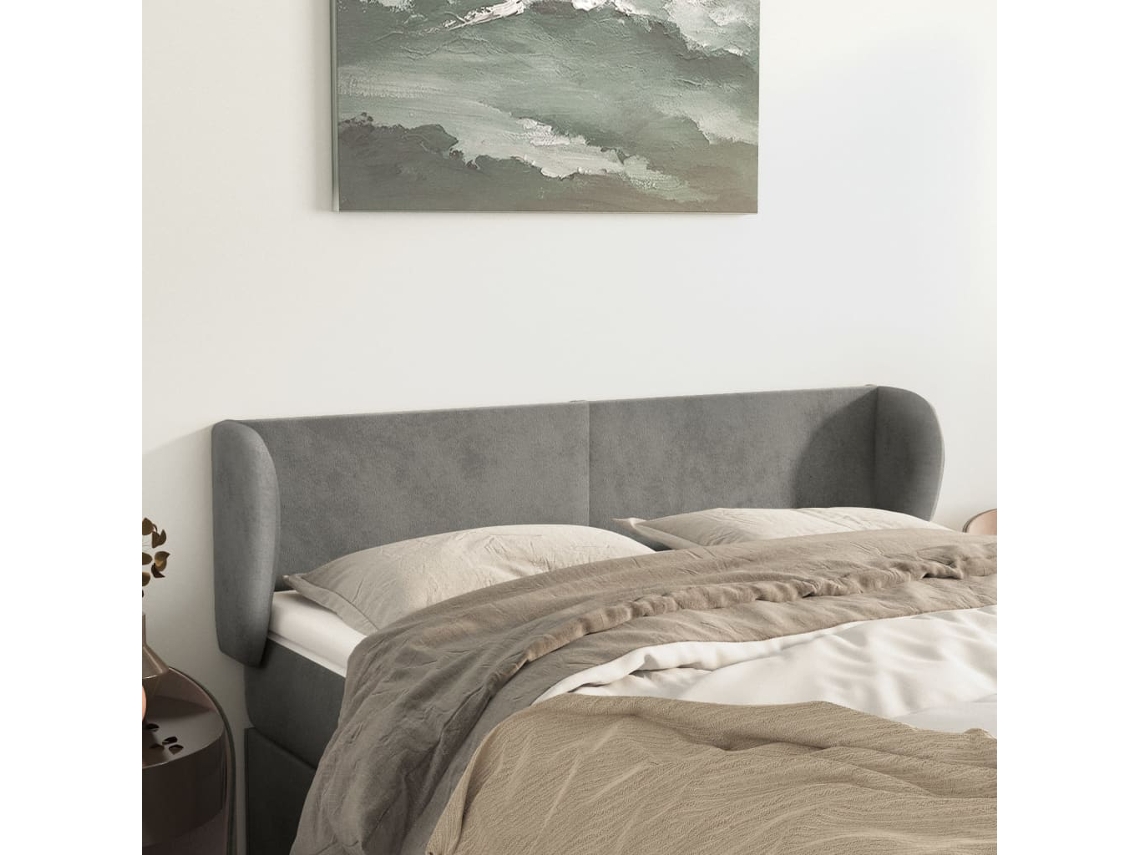 Vidaxl Cabeceira De Cama C/ Abas Veludo 147x23x78/88 Cm Cinzento-claro