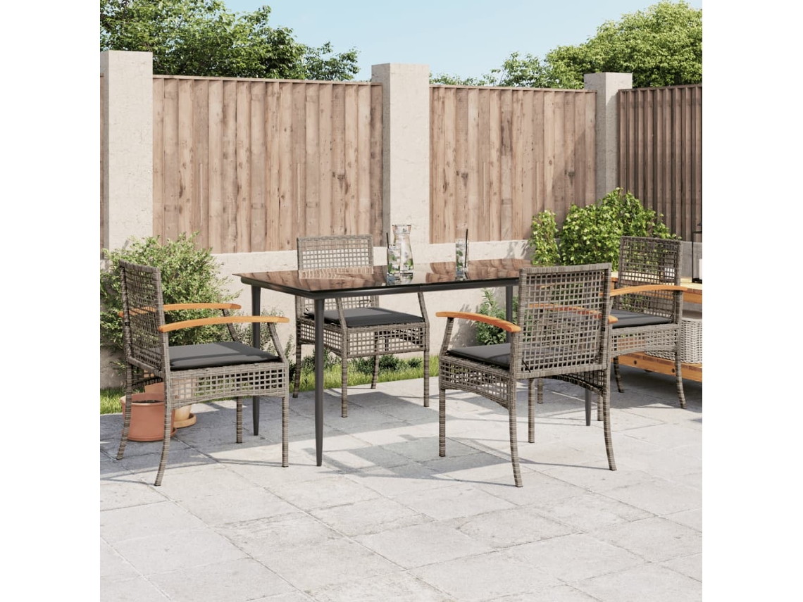 Conjunto de Móveis de Jardim HARLANV1 para refeição com Almofadões vime cinza