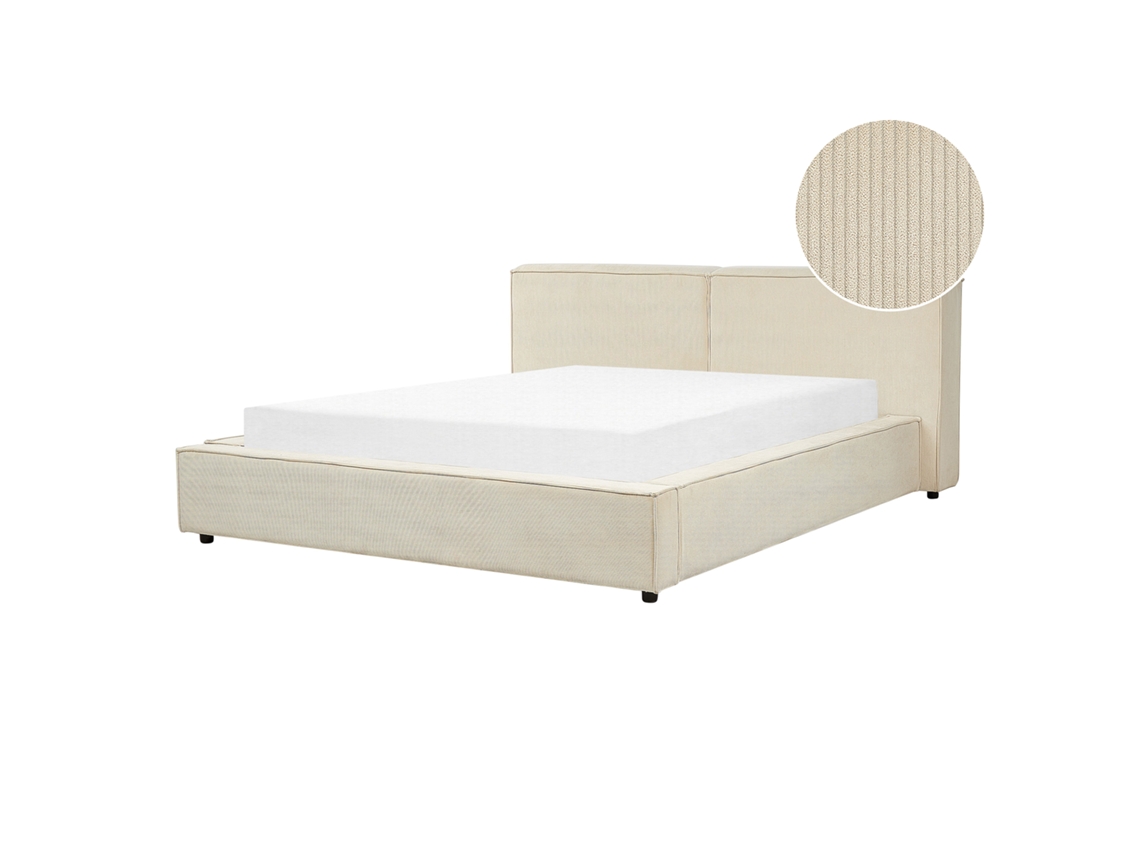 Cama Beliani Linards De Pana Beige 210x242x94