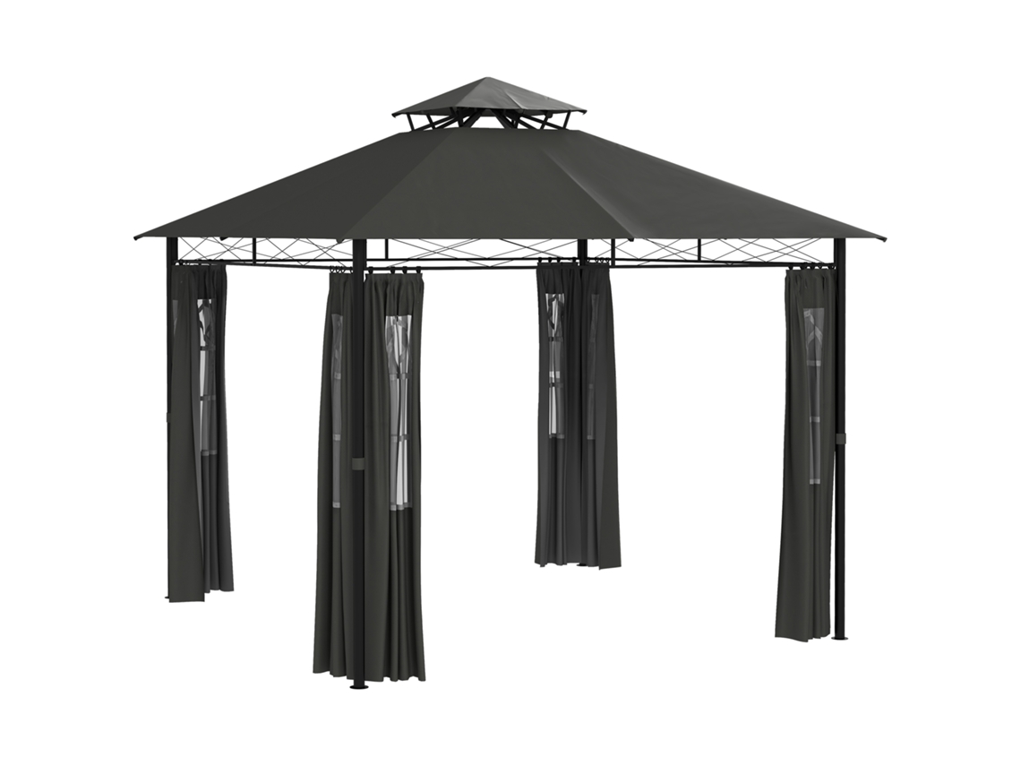 Pavilhão de Festa para Jardim 3x3x2,88m Cinza Escuro BTFORUS