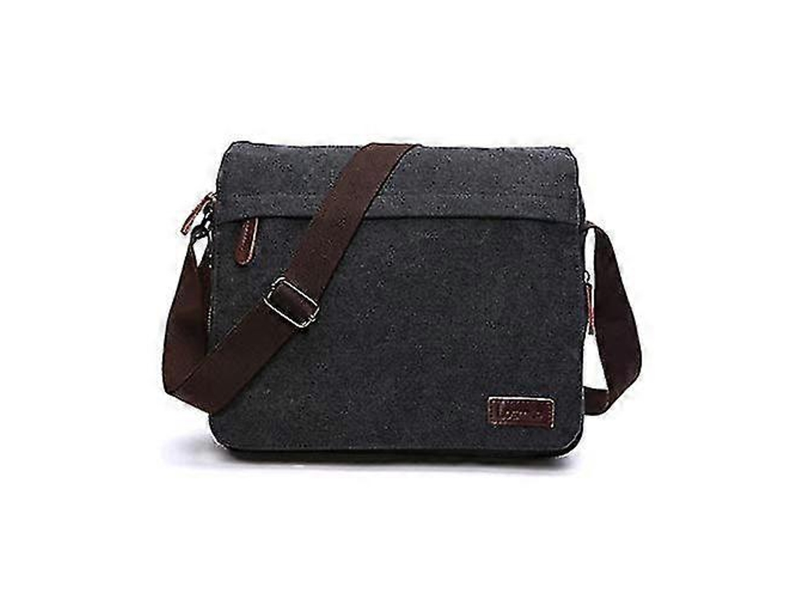 Bolsa De Lona Masculina Tipo Carteiro, Bolsa Para Laptop De 13,3 Polegadas, Preta Brilvibera