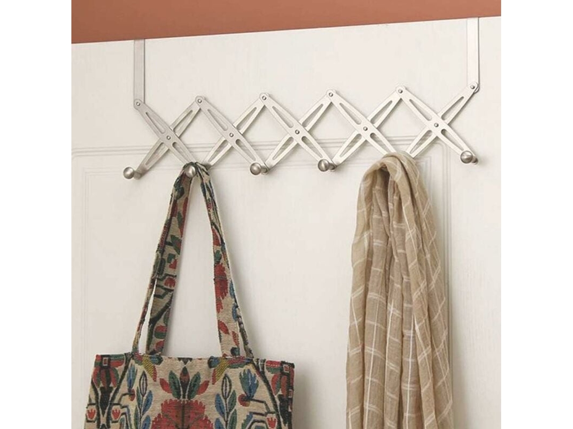 Lurelia Cabideiro De Porta, 6 Ganchos, Dobrável, Em Aço Inoxidável, Para Toalhas E Roupas, 68 X 25 X 4,5 Cm