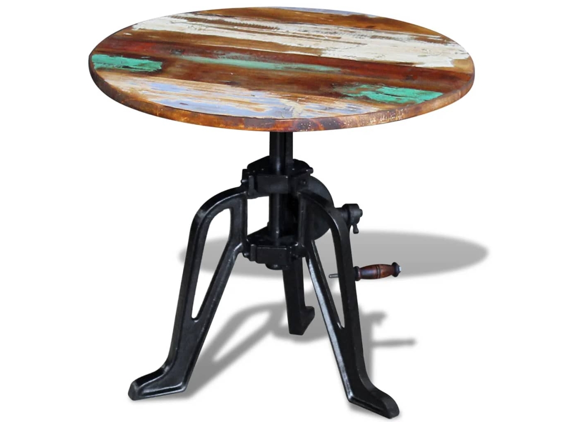 Vidaxl Mesa Apoio 60x(42-63)cm Madeira Reciclada Sólida Ferro Fundido