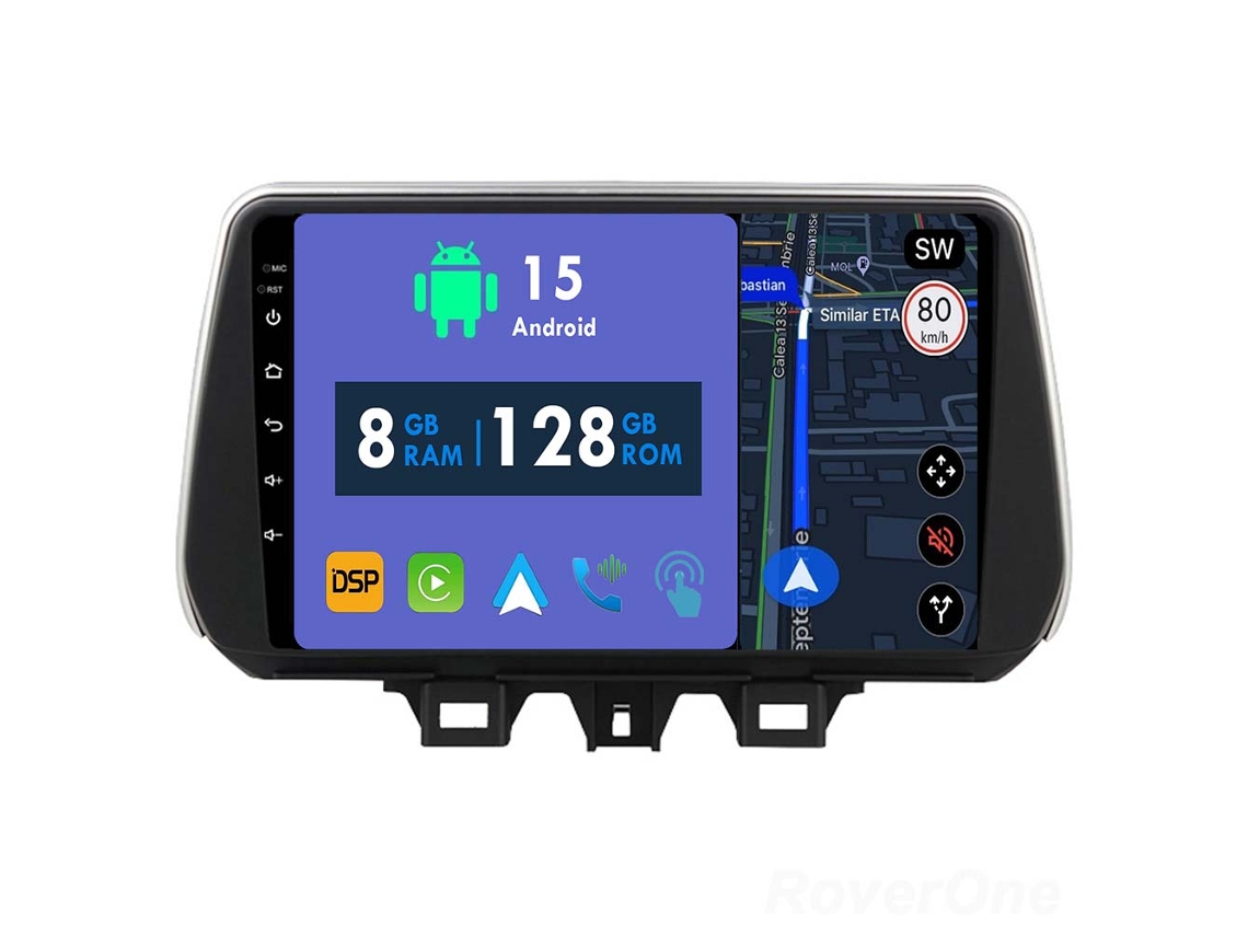 Auto Rádio Carro Bluetooth Autoradio 8GB RAM 128G ROM CarPlay Navegação GPS Ecrã Táctil RoverOne para Hyundai Tucson IX35 2018 2019 2020  