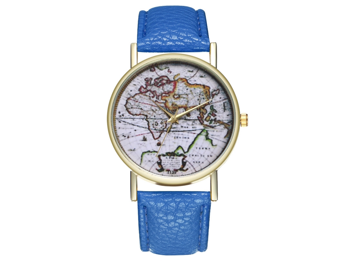 Reloj De Pulsera Analógico De Cuarzo Con Dial Redondo Para Mujer Y Hombre (azul Real)