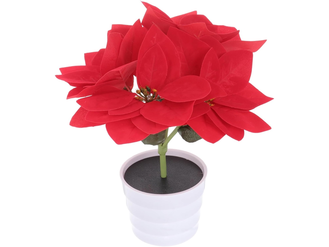 Luminária De Cabeceira Decorativa Em Led Com Vaso De Flores, Luz Quente, Imitação De Poinsétia.
