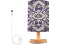 Abajur De Cabeceira Mandala Para Quarto, Abajur De Cabeceira Led, Luminária De Leitura Com Portas Usb E Cúpula Tecido