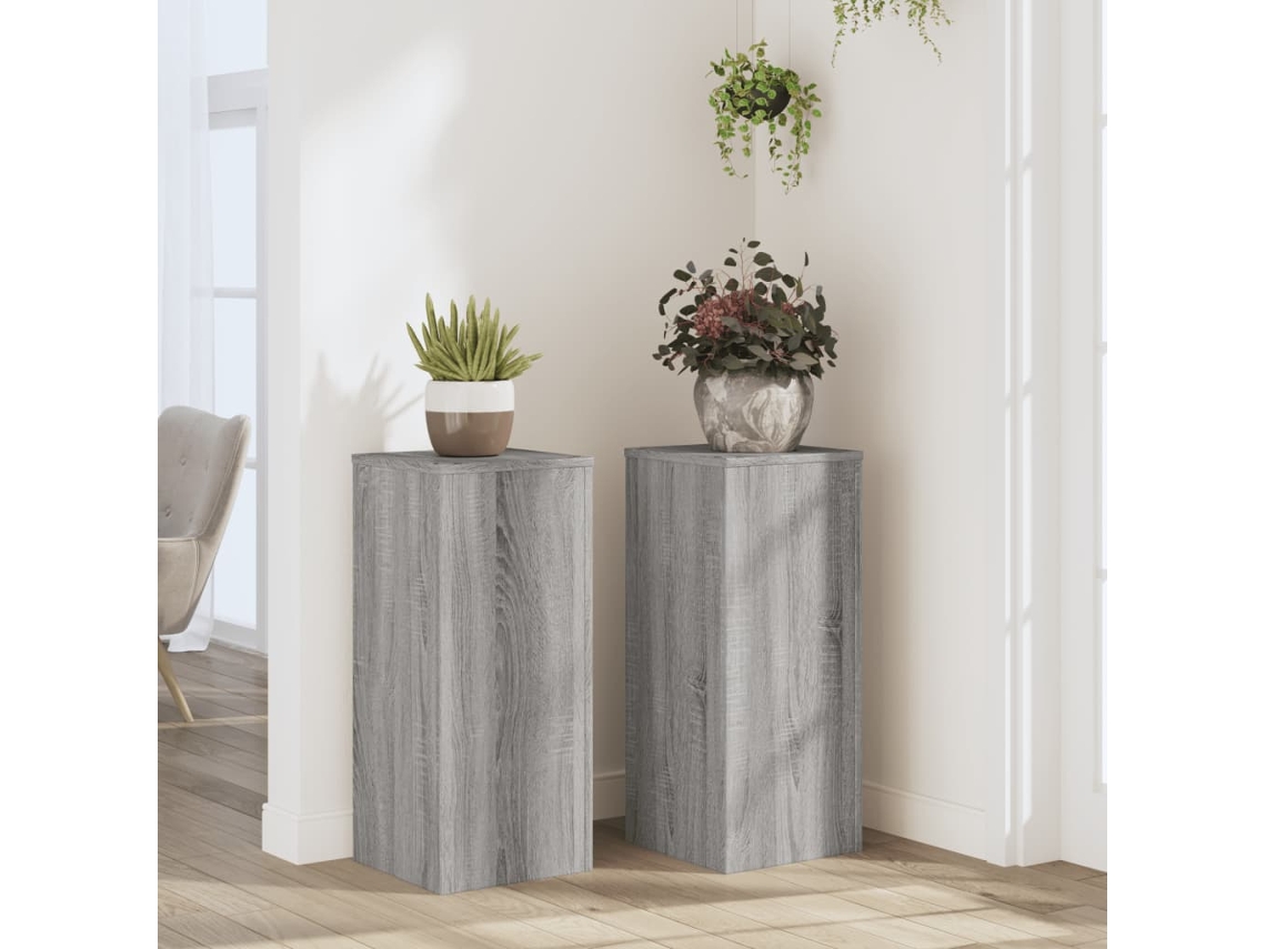 Vidaxl Suportes P/ Plantas 2 Pcs 30x30x70 Cm Derivados De Madeira