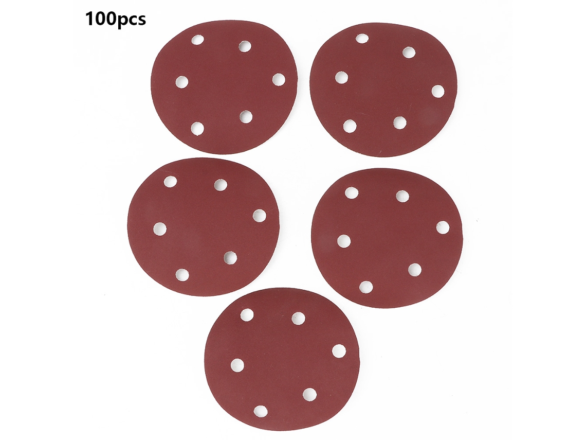 100pcs Lixa Redonda 5in 6 Buracos S/MARCA