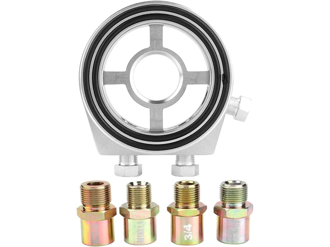 Placa adaptadora universal para filtro de óleo com medidor de temperatura.