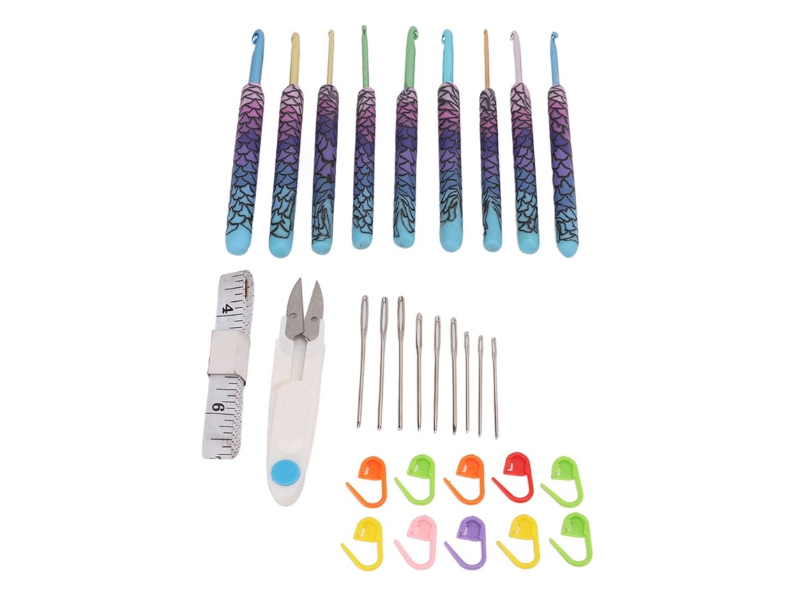 Conjunto De Agulhas De Croché Ergonómicas 15 Cm, 5,91 Polegadas, 19 X 4,2 Cm Com Cabos Confortáveis Para Artesanato Elysve