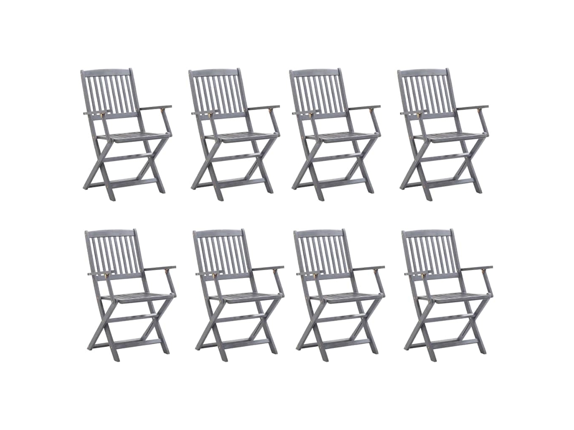 Maison Exclusive - Cadeiras De Exterior Dobráveis 8pcs C/ Almofadões Acácia Maciça